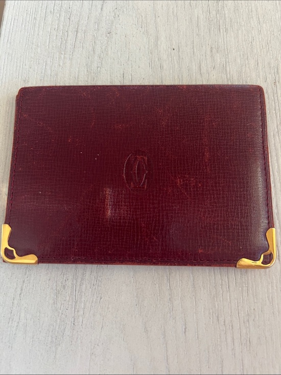 Cartier Accessories - Cartier Burgundy Leather Card with Gold Corner Accents